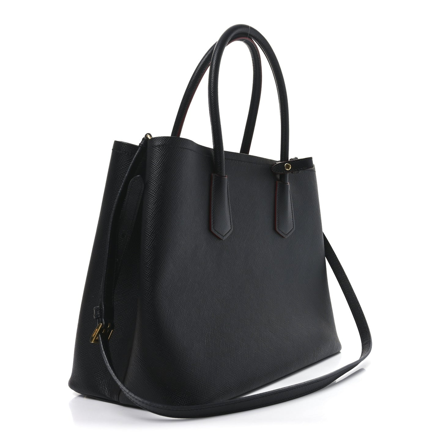 Saffiano Cuir Large Double Bag Black Fuoco