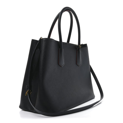 Prada Saffiano Cuir Large Double Bag Black Fuoco 3 of 9
