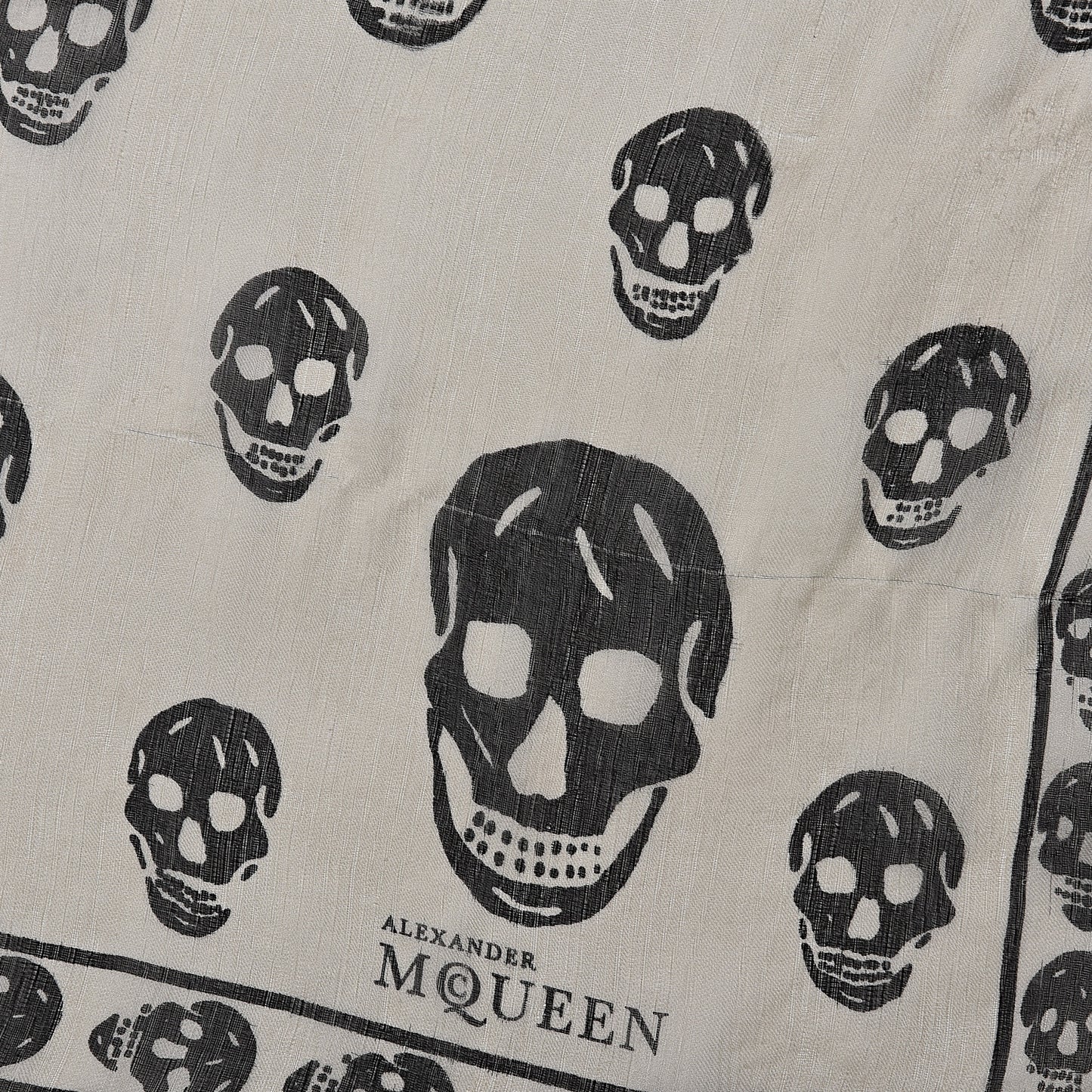 Silk Chiffon Skull Scarf Ivory Black