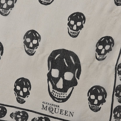 Alexander McQueen Silk Chiffon Skull Scarf Ivory Black 5 of 6