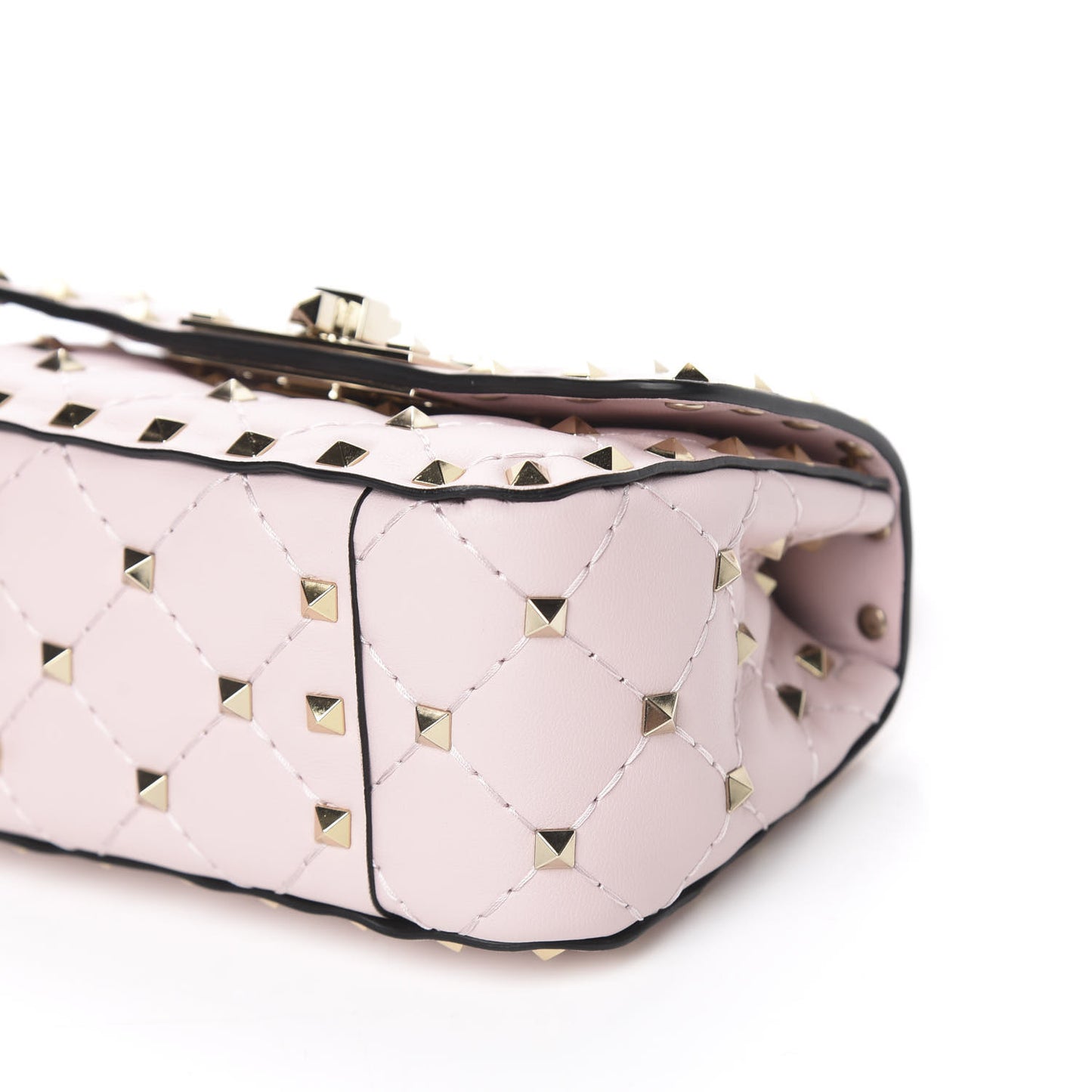 Nappa Micro Rockstud Spike Shoulder Bag Rose Quartz