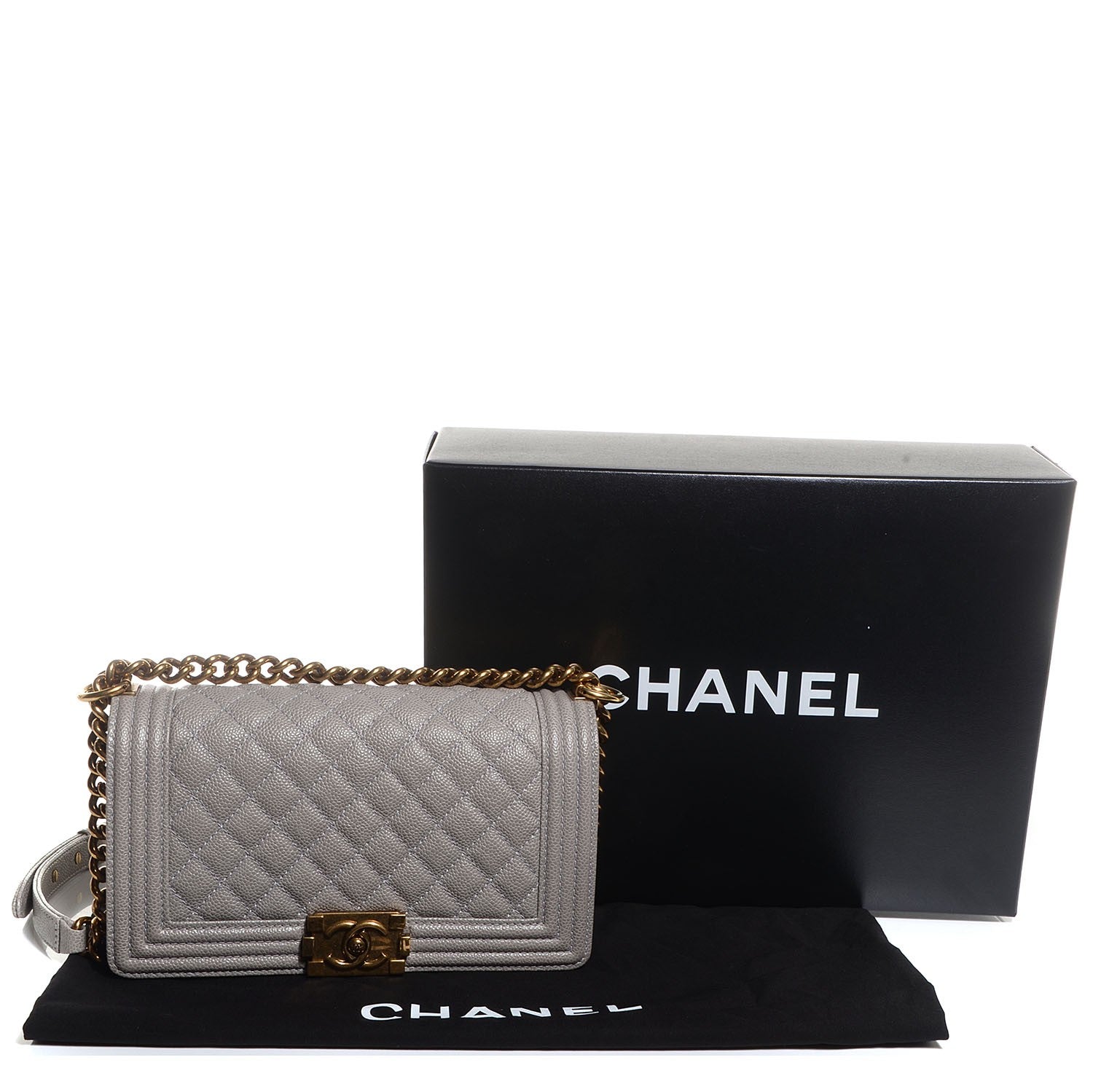Chanel Caviar Medium Boy Flap Light Grey 5 of 9