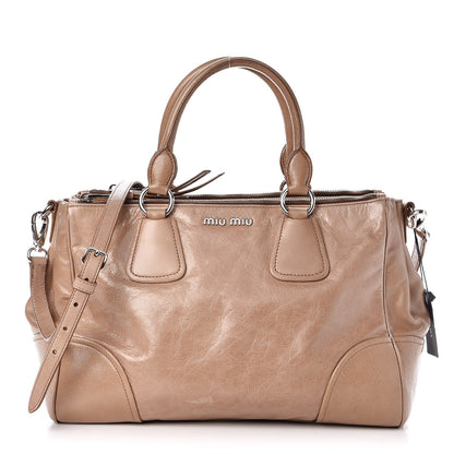 Miu Miu Vitello Shine Top Handle Satchel Cammeo 1 of 9