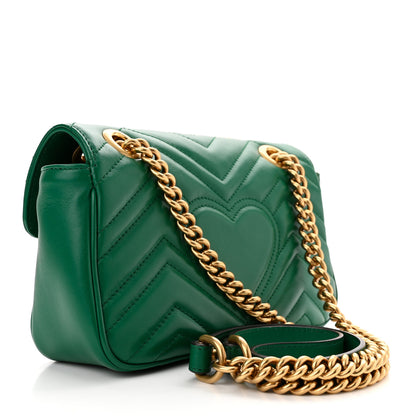 Gucci Calfskin Matelasse Mini GG Marmont Shoulder Bag Emerald Green 3 of 10