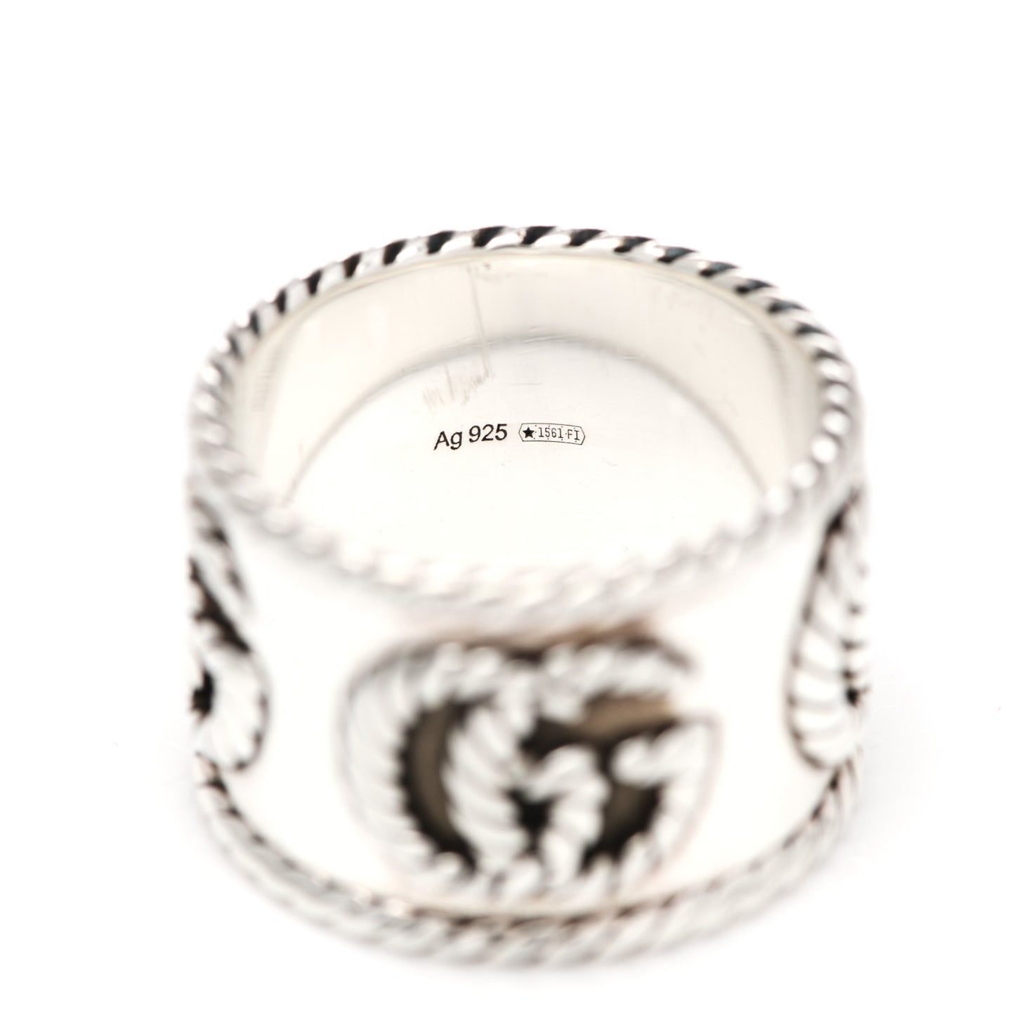 Sterling Silver Wide GG Marmont Ring 54 7
