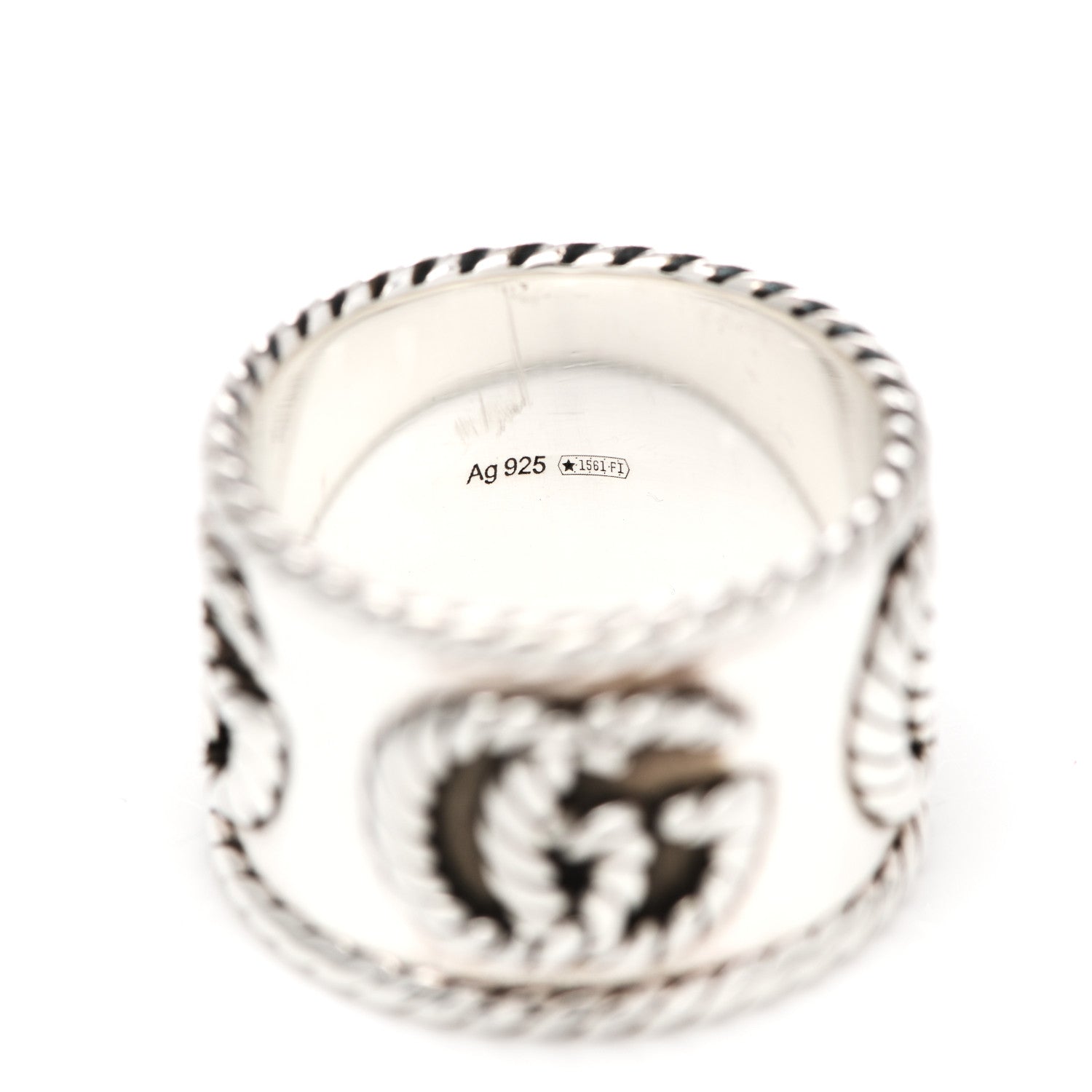 Gucci Sterling Silver Wide GG Marmont Ring 54 7 5 of 7