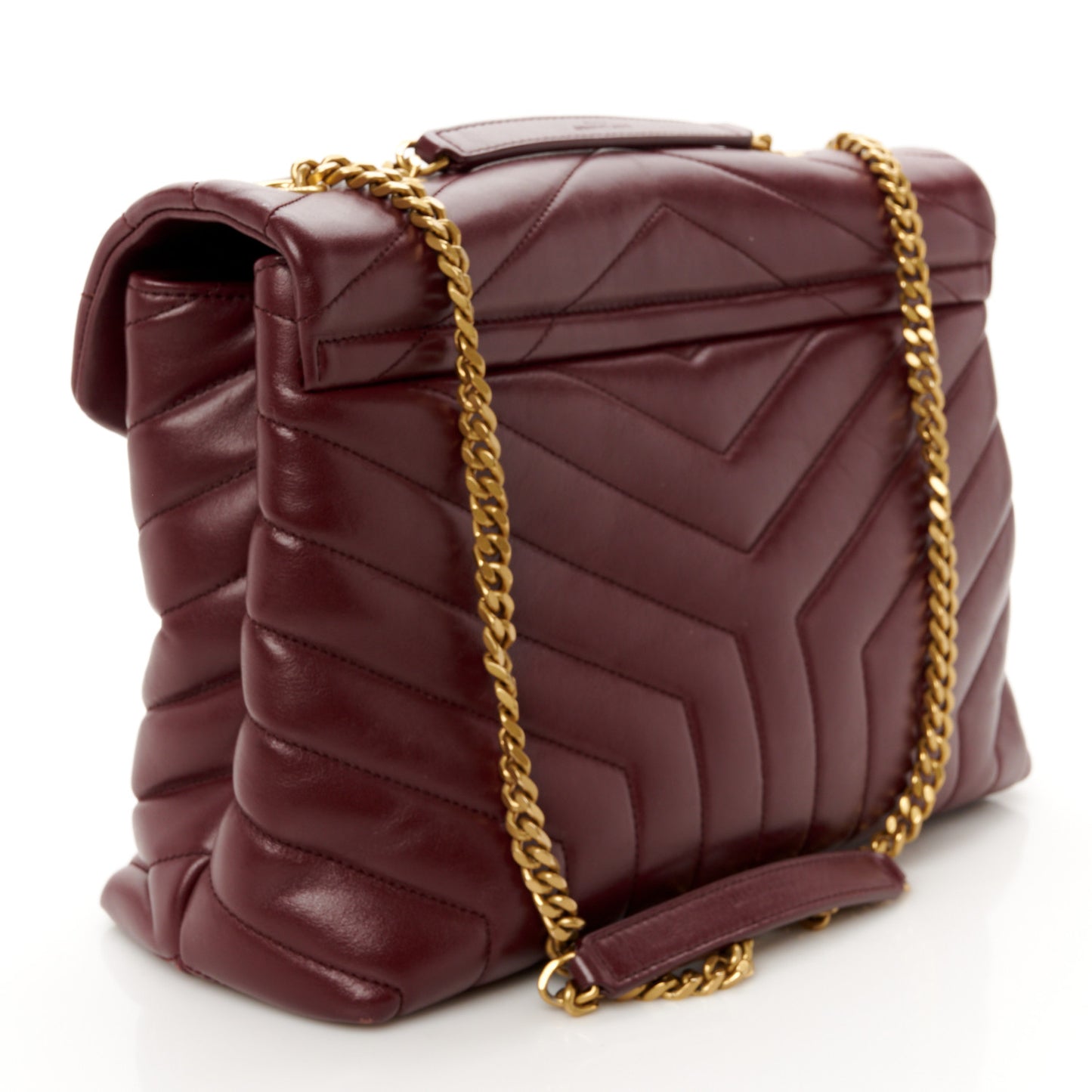 Calfskin Y Quilted Monogram Medium Loulou Chain Satchel Rouge Legion