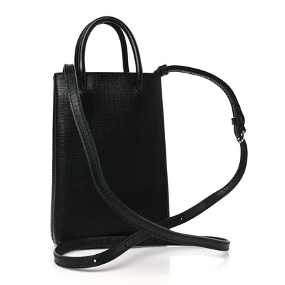 Balenciaga Squared Calfskin Logo Shopping Phone Holder Bag Black 3 of 10