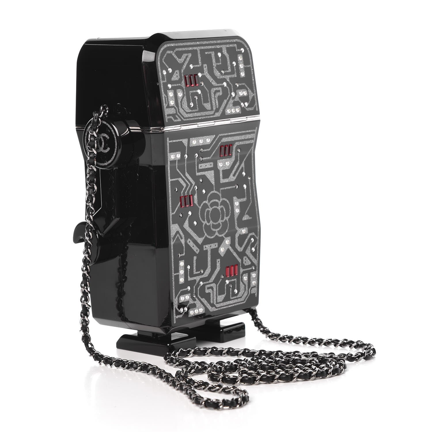 Chanel Plexiglass Crystal Robot Minaudiere Clutch Black 7 of 51