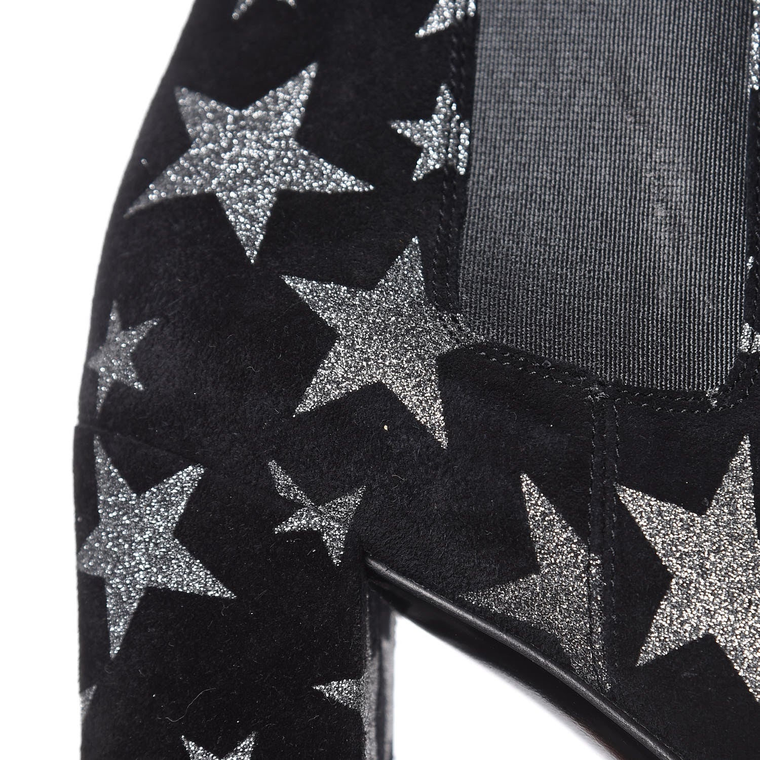 Saint Laurent Suede Glitter Stars Babies 90 Ankle Boots 37 Black Argent 6 of 11