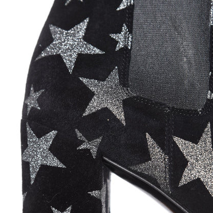 Saint Laurent Suede Glitter Stars Babies 90 Ankle Boots 37 Black Argent 6 of 11