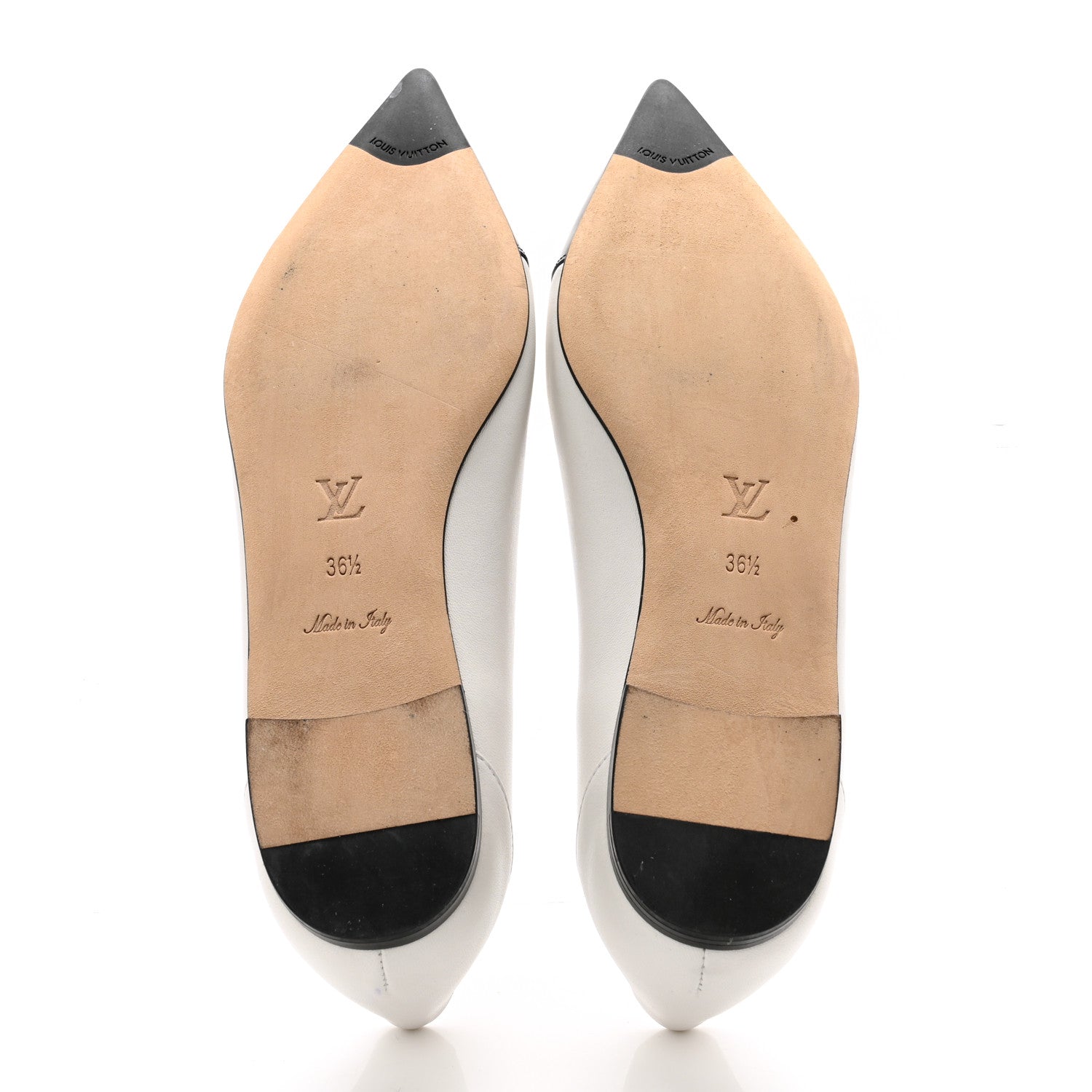 Louis Vuitton Lambskin Capucines Flat Ballerinas 36.5 White Black 5 of 9