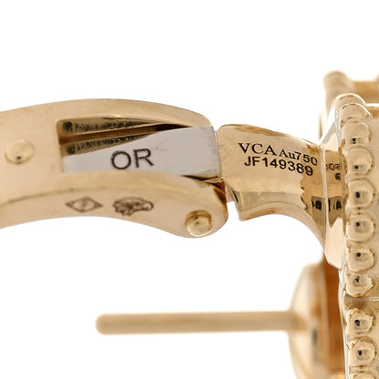 Van Cleef & Arpels 18K Yellow Gold Mother of Pearl Vintage Alhambra Earrings 5 of 5