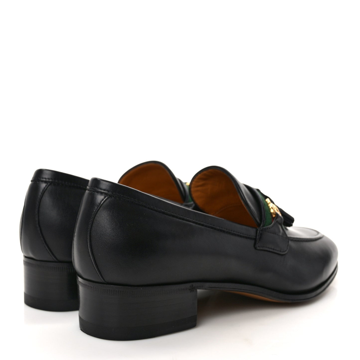 Calfskin Web Interlocking G Tassel Loafers 36 Black