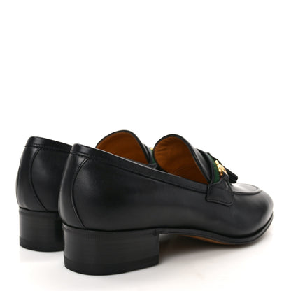 Gucci Calfskin Web Interlocking G Tassel Loafers 36 Black 4 of 9