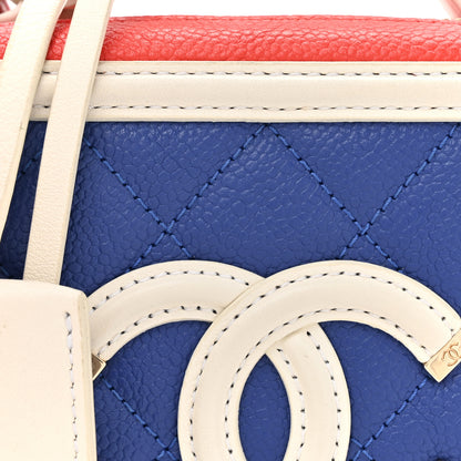 Chanel Caviar Quilted Small CC Filigree Vanity Case Blue White Red 8 of 17