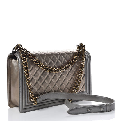 Chanel Metallic Calfskin Quilted New Medium Boy Flap Khaki 3 of 10