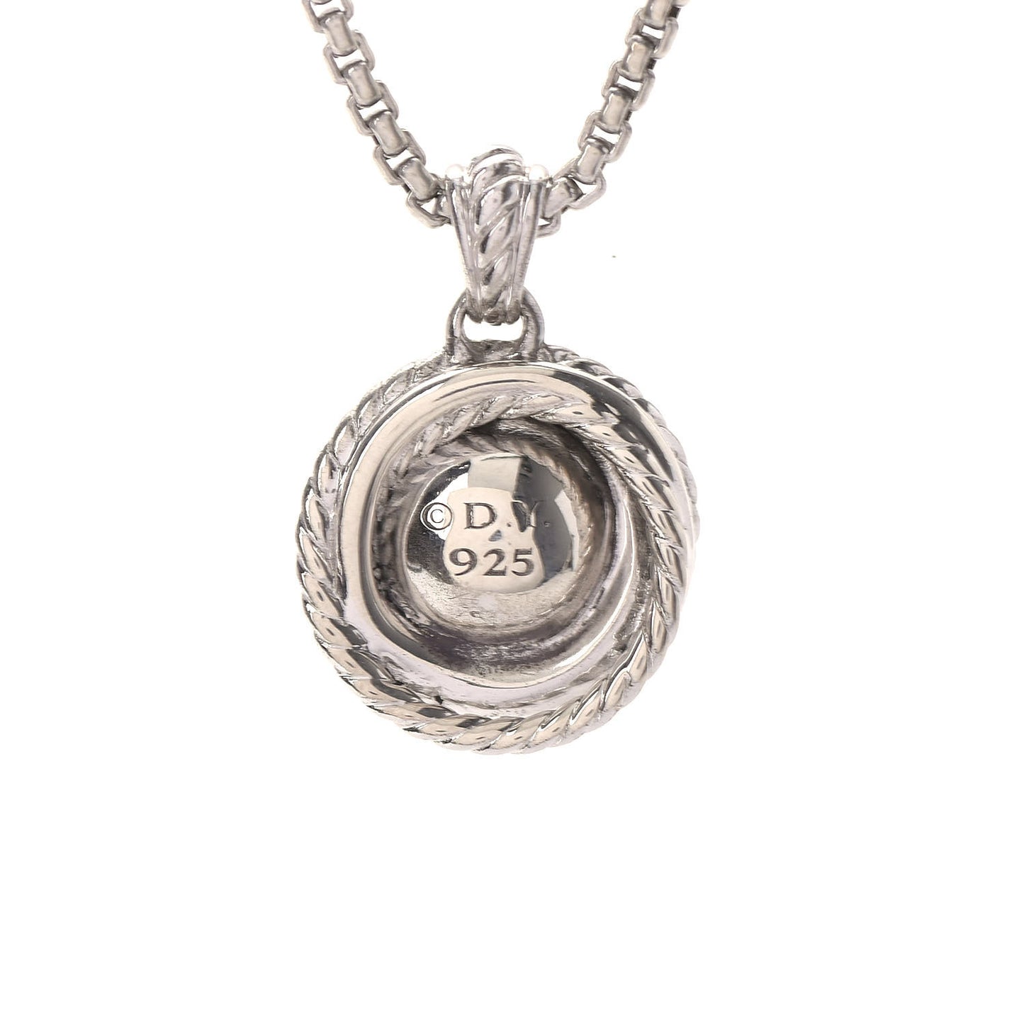 Sterling Silver Diamond Pearl 8mm Crossover Pendant Necklace