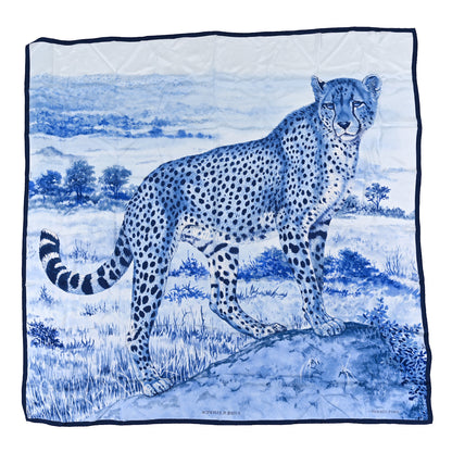 Hermes Silk Acinonyx Jubatus Wash 140 Scarf Bleu Royal Marine 1 of 3