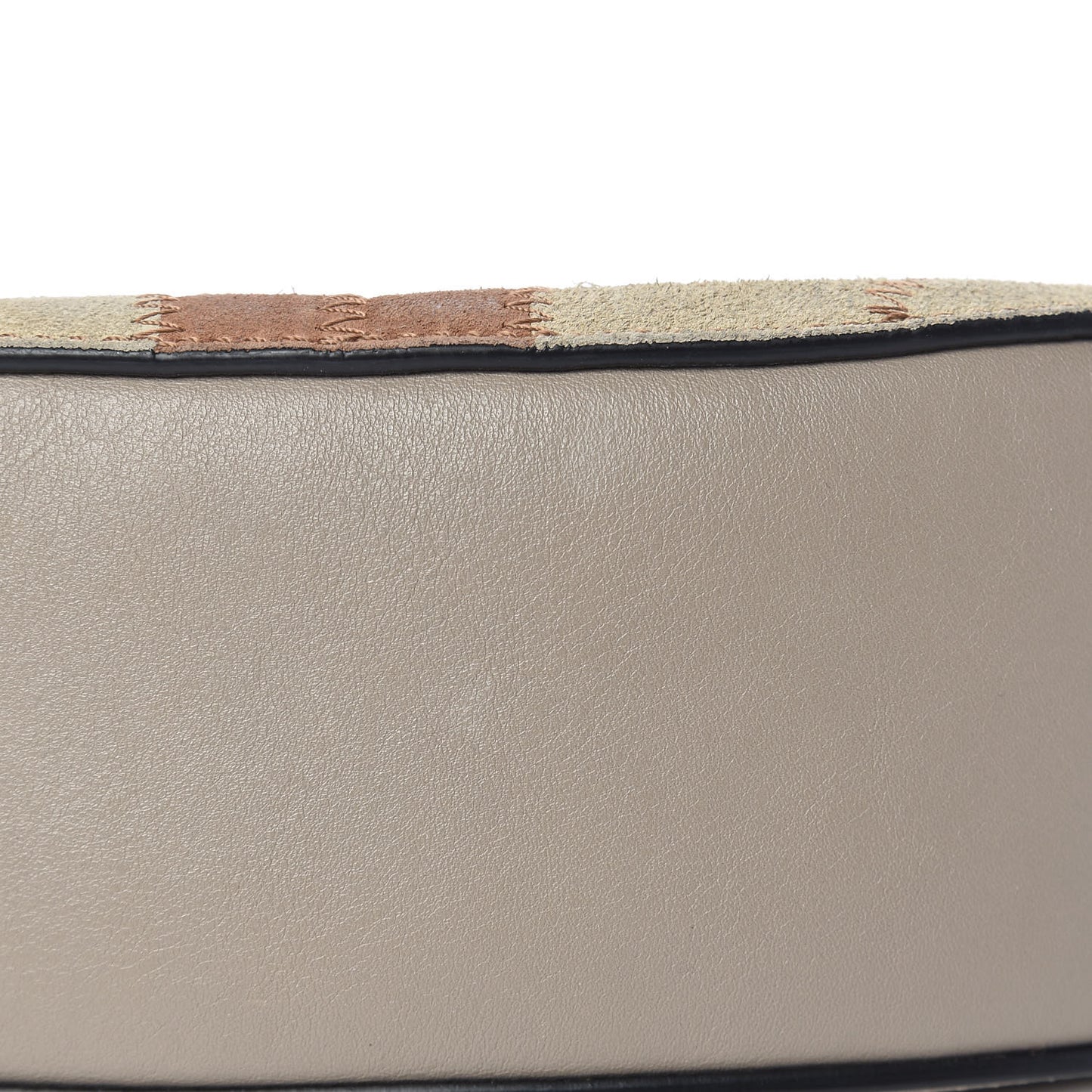 Suede Calfskin Patchwork Drew Shoulder Bag Motty Grey
