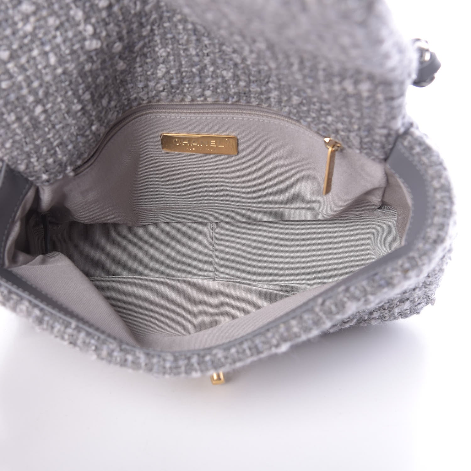 Chanel Tweed Quilted Medium Chanel 19 Flap Grey 5 of 11