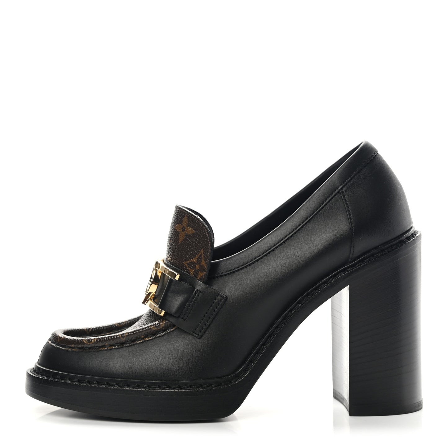 Monogram Calfskin Academy Loafers Pumps 38 Black