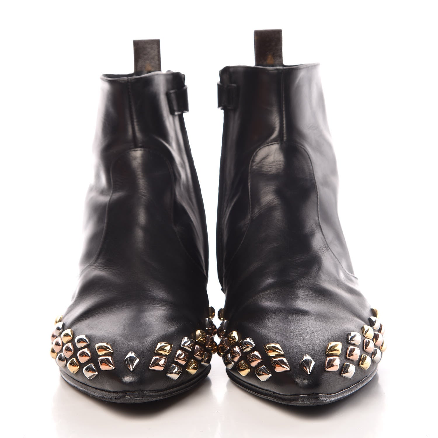 Louis Vuitton Calfskin Studded Gold Rush Flat Ankle Boots 39 Black 2 of 14