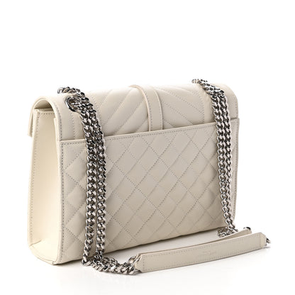 Saint Laurent Grain De Poudre Textured Mixed Matelasse Medium Triquilt Monogram Satchel Porcellana 3 of 10