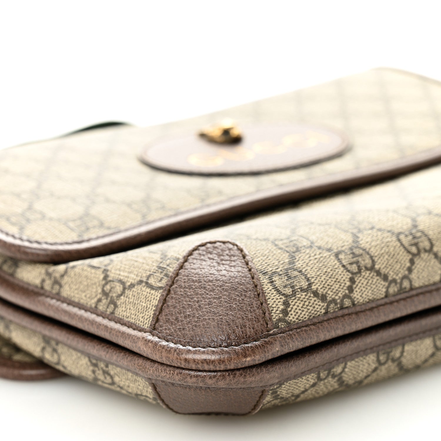 Gucci GG Supreme Monogram Web Neo Vintage Double Flap Messenger Bag Beige New Acero 9 of 10