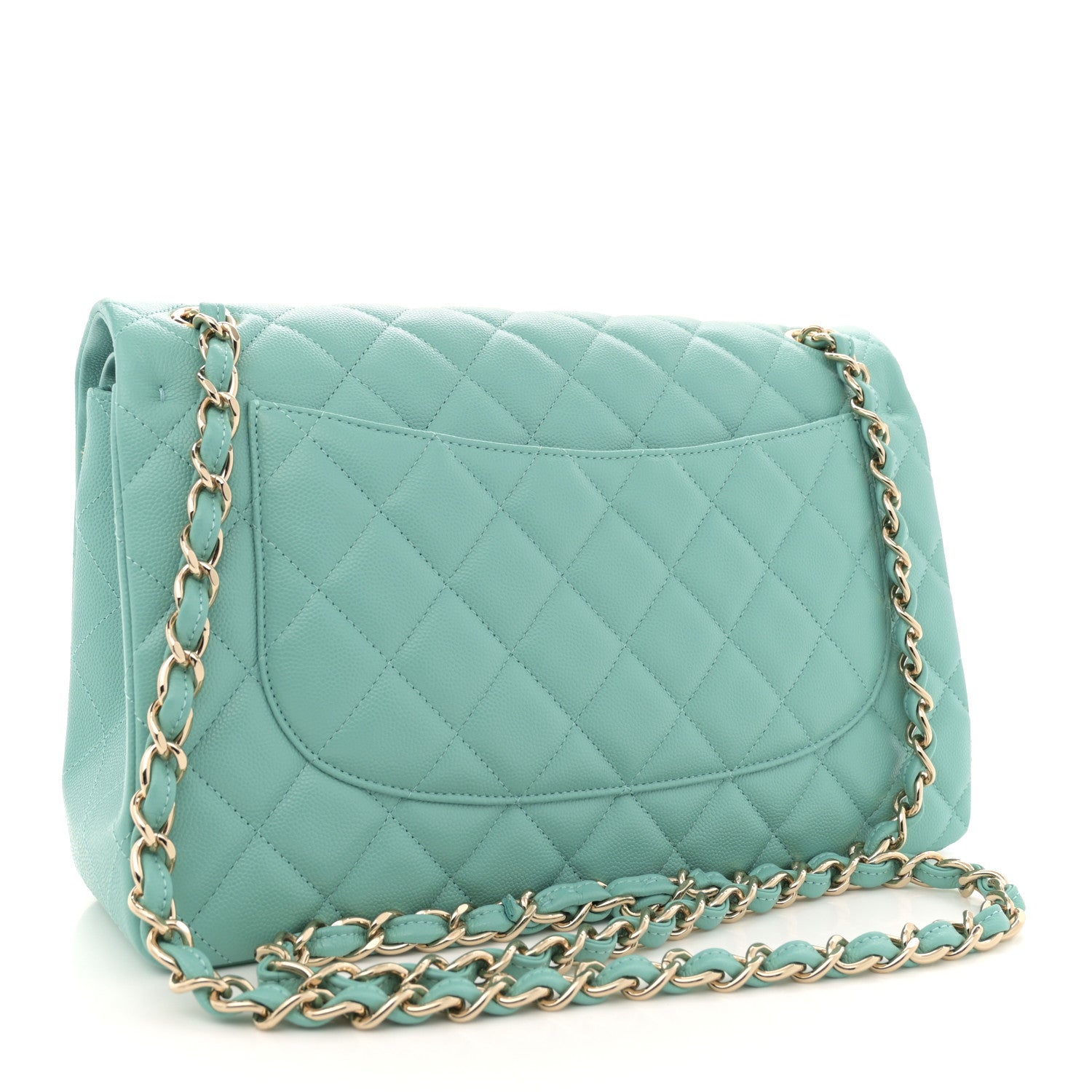 Chanel Caviar Quilted Jumbo Double Flap Light Green 3 of 10