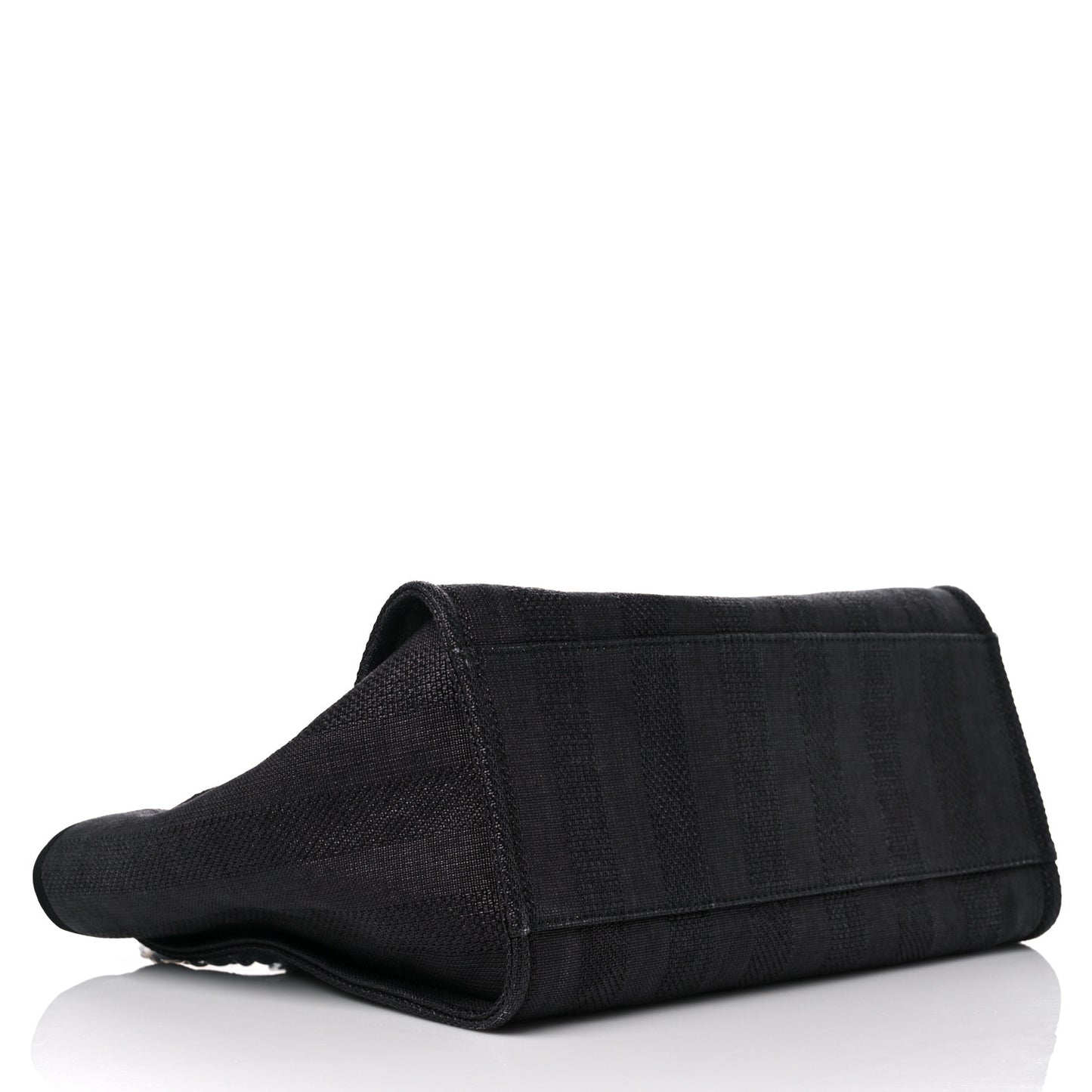 Mixed Fibers Calfskin Striped Medium Deauville Tote Black