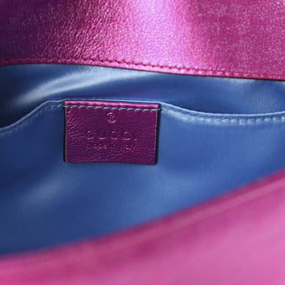 Gucci Metallic Calfskin Matelasse Mini GG Marmont Shoulder Bag Fuchsia 8 of 10