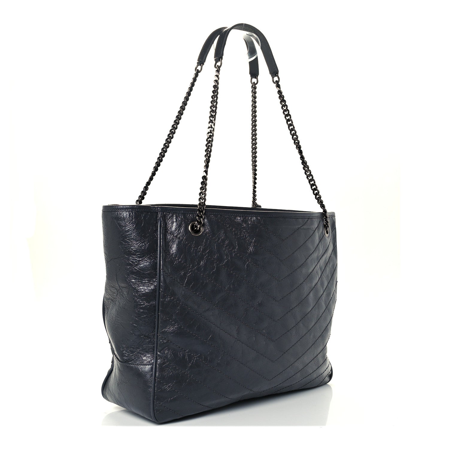 Saint Laurent Crinkled Calfskin Matelasse Monogram Large Niki Shopping Tote Bag Grey 3 of 10