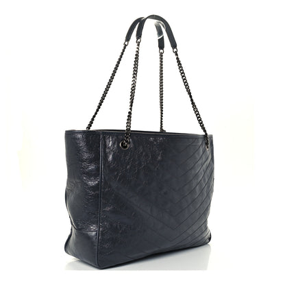 Saint Laurent Crinkled Calfskin Matelasse Monogram Large Niki Shopping Tote Bag Grey 3 of 10