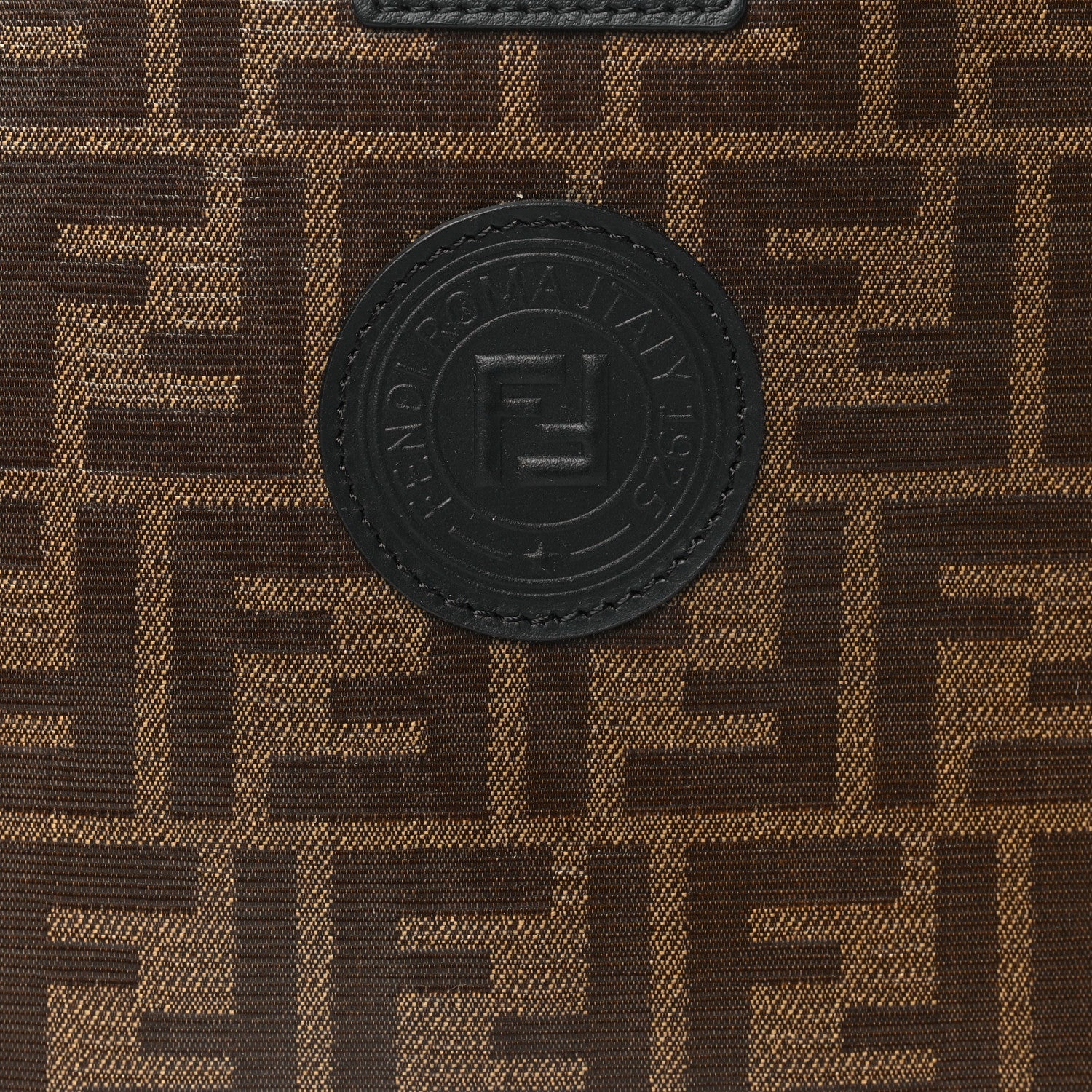 Fendi Glazed Fabric Vitello Century FF 1974 Stamp Patch Mini Peekaboo Defender Cover Mogano Panna Black 8 of 10