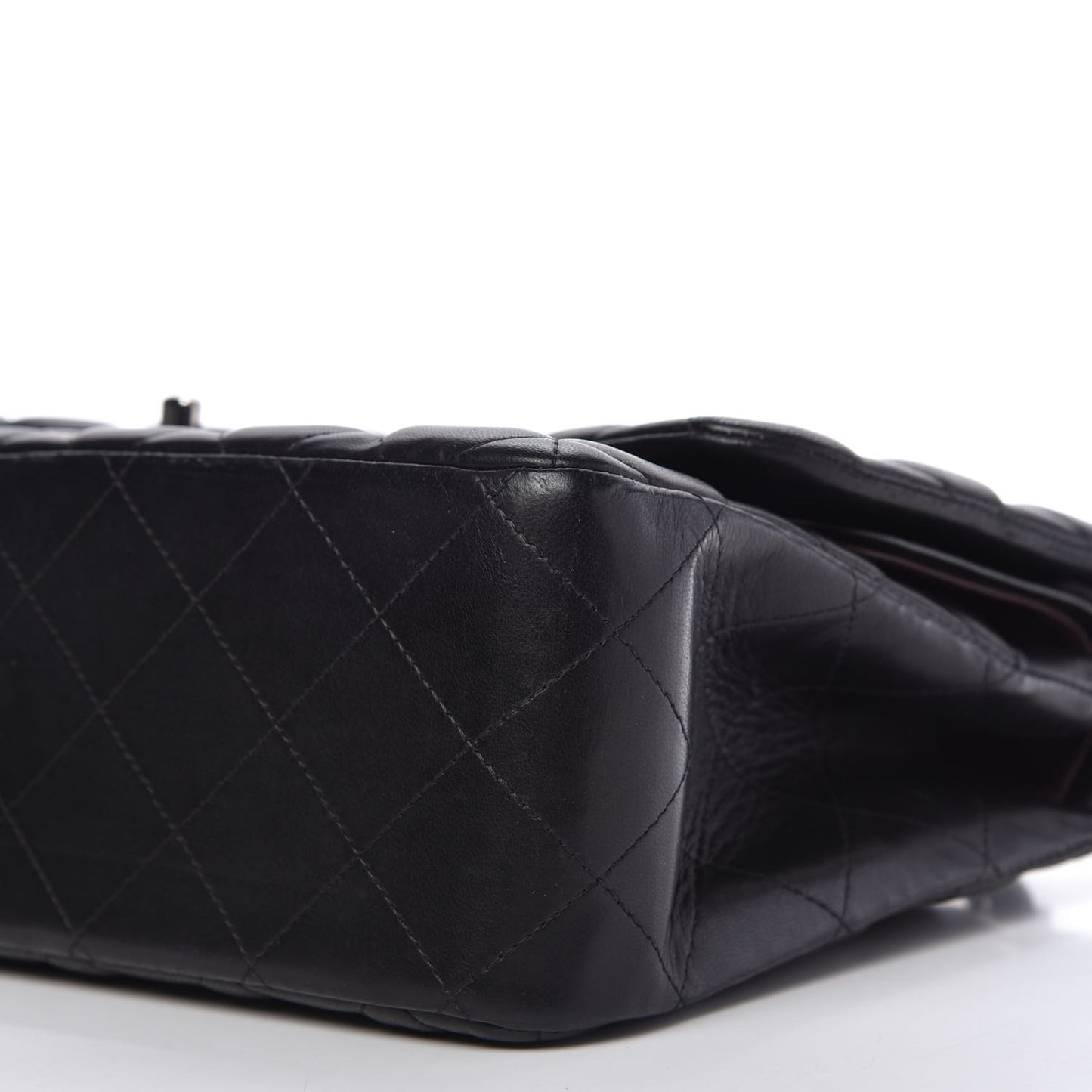 Lambskin Quilted Jumbo Double Flap Black