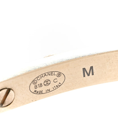 Chanel Lambskin Pearl Twist CC Bangle Bracelet M Orange Gold 4 of 4