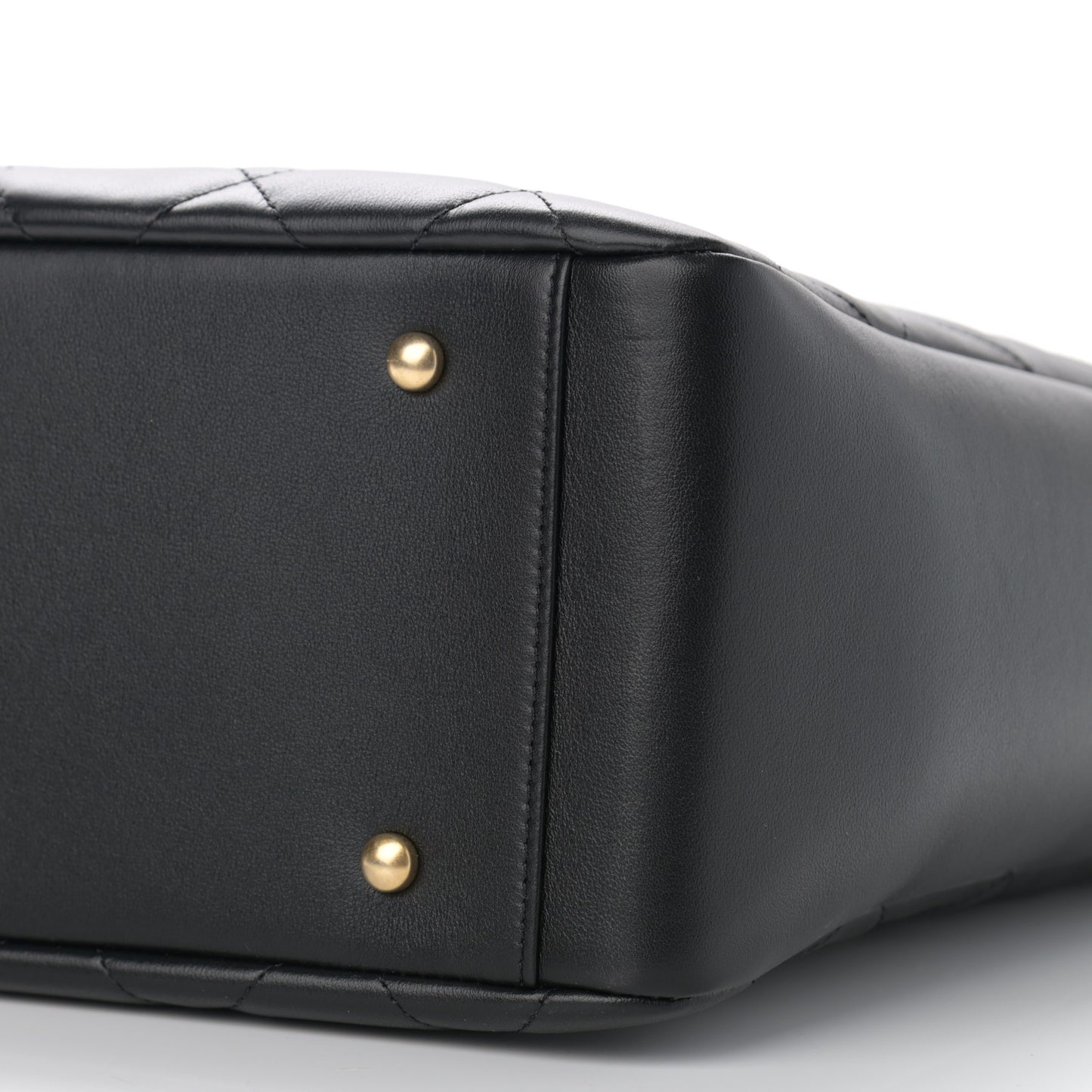 Calfskin Stitched Large Shopping Bag Black