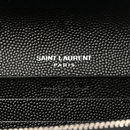Saint Laurent Grain De Poudre Matelasse Chevron Monogram Flap Wallet Black 14 of 18