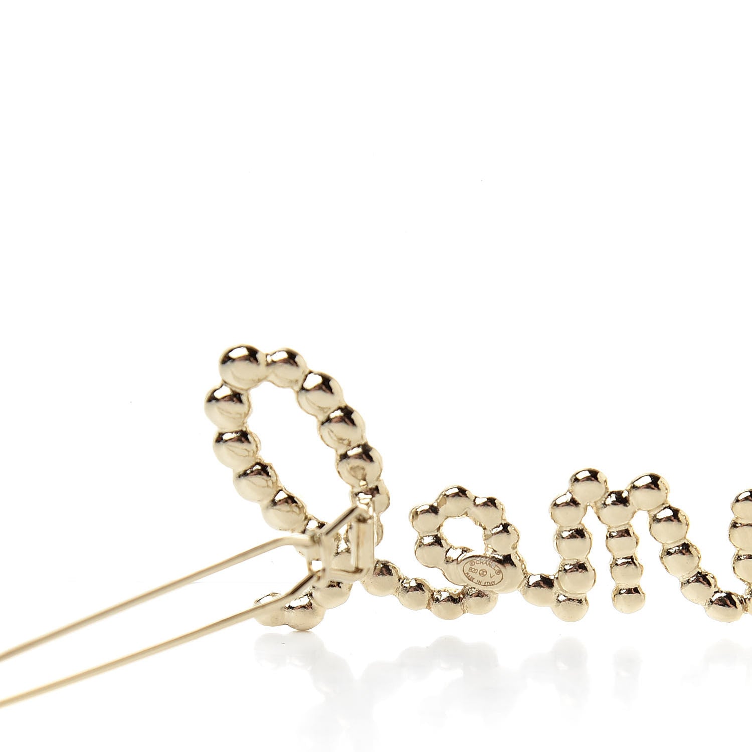 Chanel Metal Glass Swirling Pearls Hair Clip Gold 3 of 4
