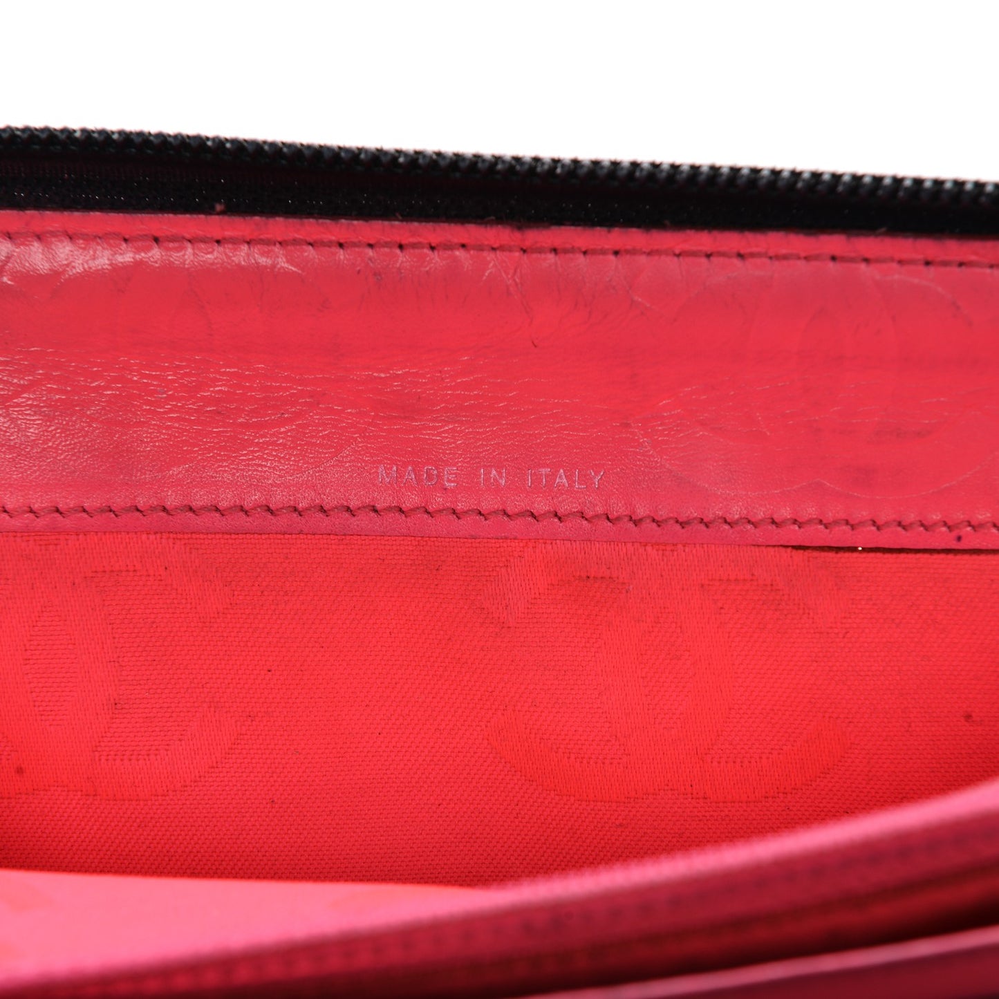 Calfskin Cambon Zip Around Organizer Wallet Black White