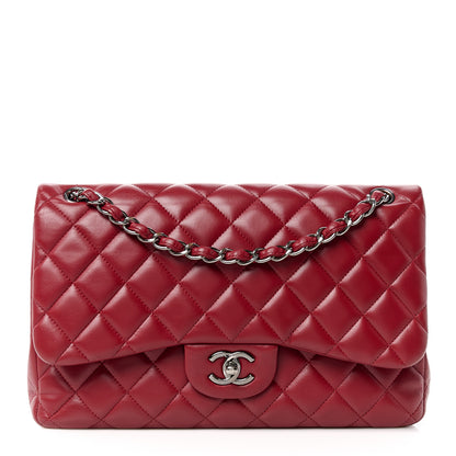 Chanel Lambskin Quilted Jumbo Double Flap Dark Red 1 of 11