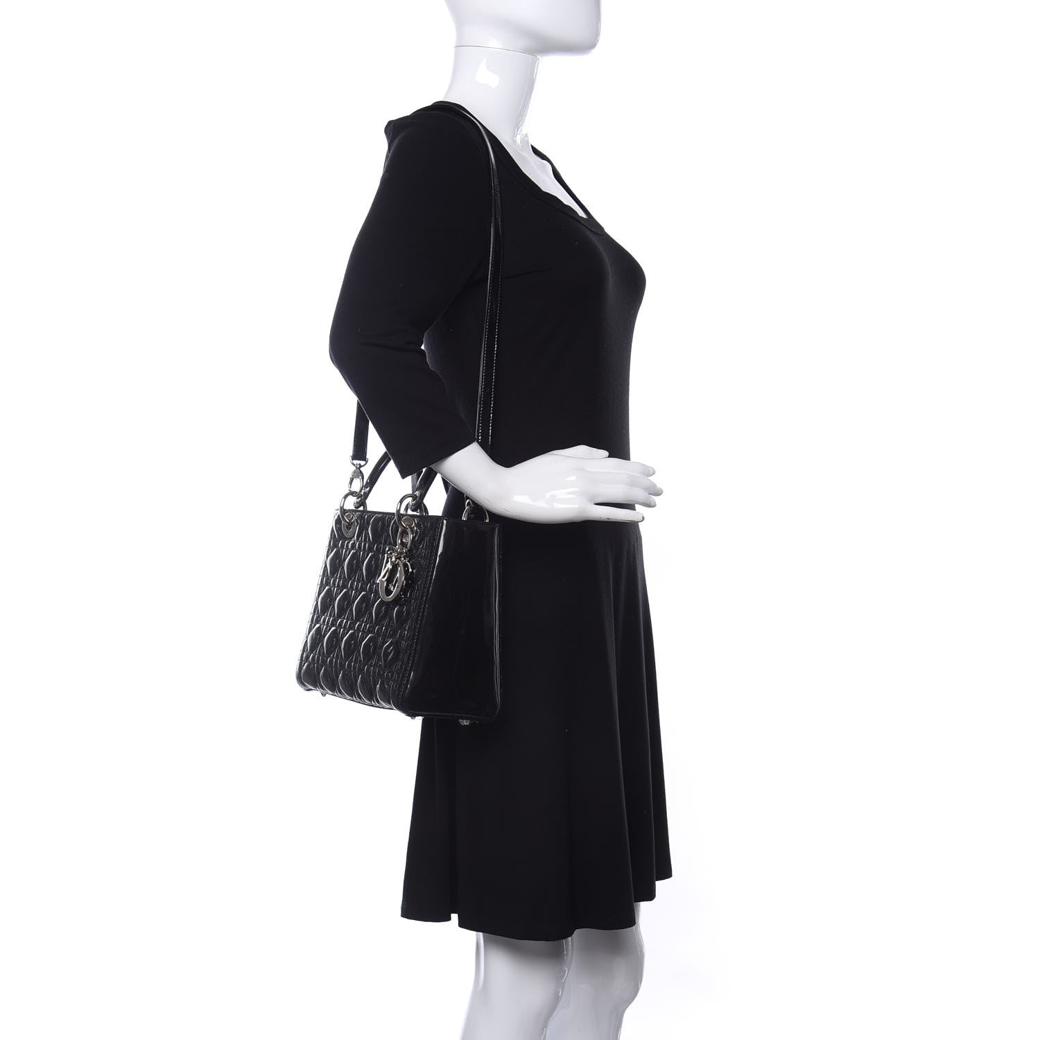 Christian Dior Patent Cannage Medium Lady Dior Black 2 of 11