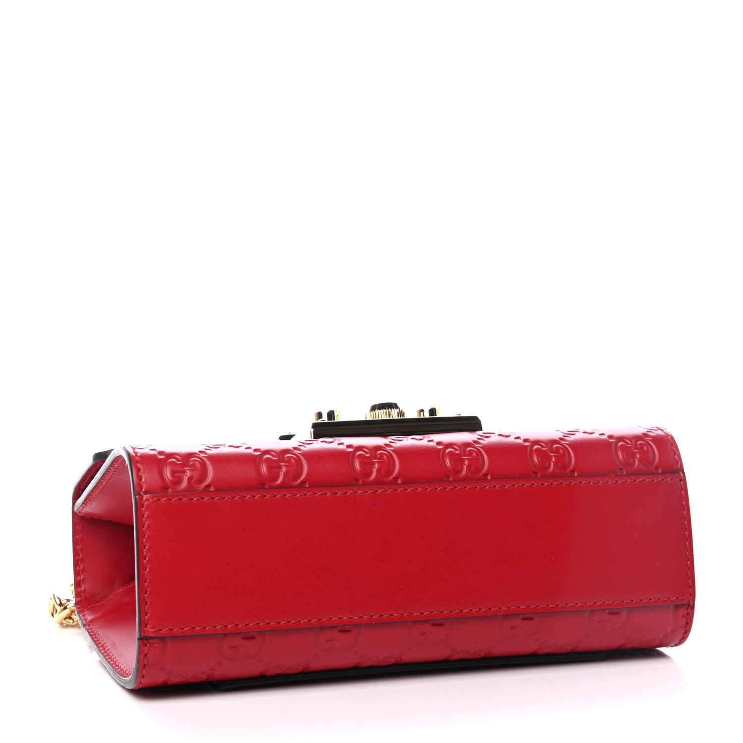 Gucci Guccissima Small Padlock Shoulder Bag Hibiscus Red 3 of 4