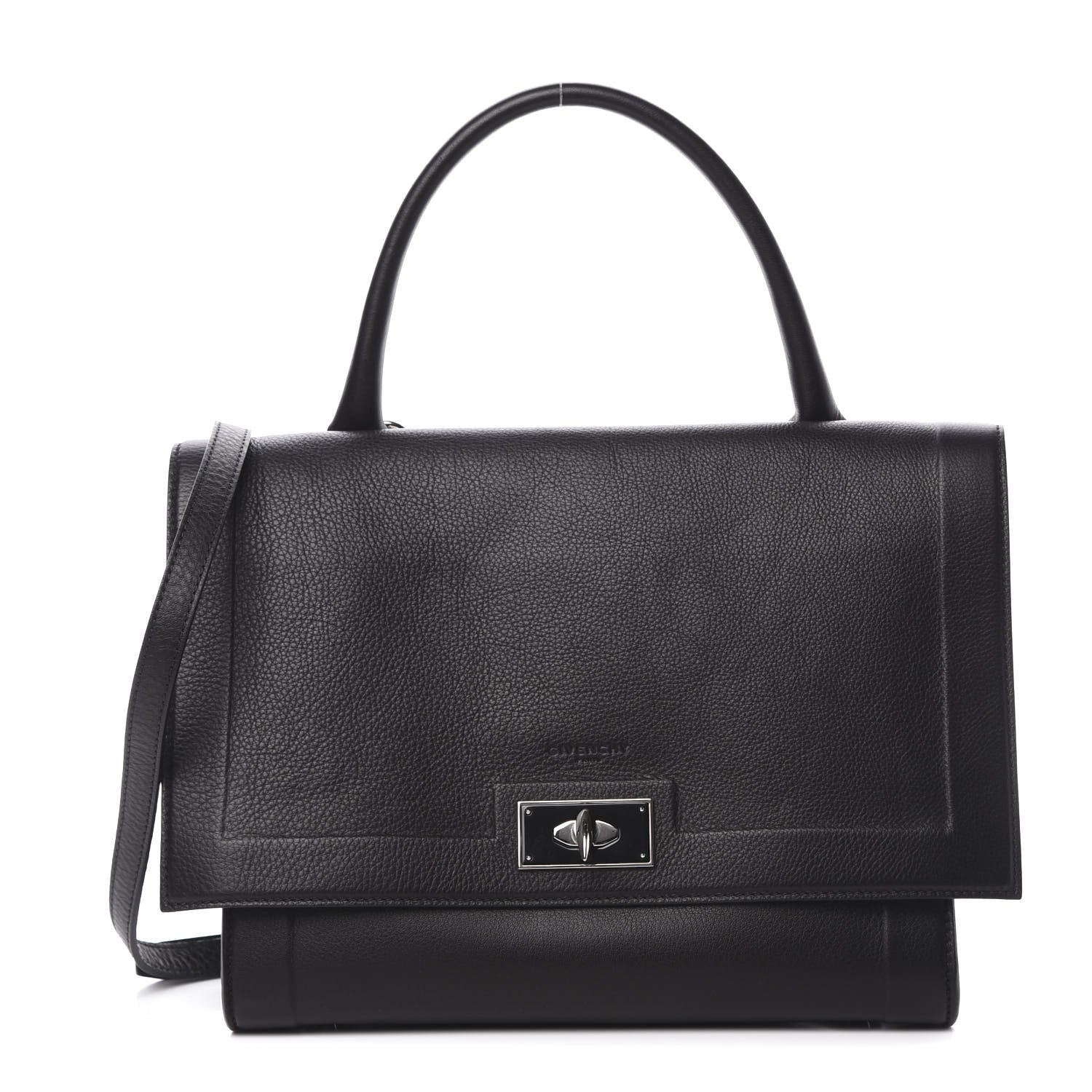 Givenchy Grained Calfskin Small Shark Lock Satchel Black 1 of 12