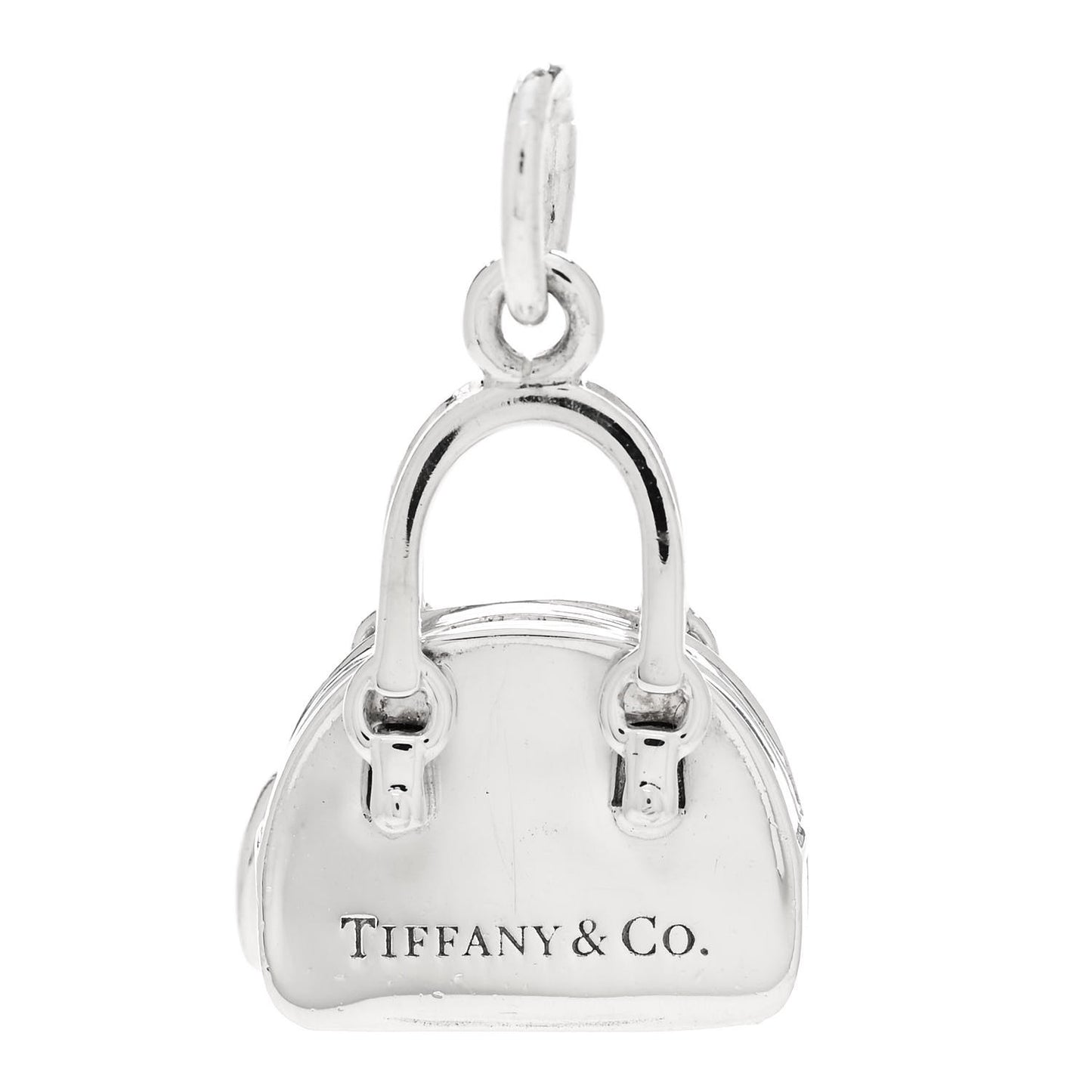 Sterling Silver Enamel Shopping Bag Heart Charm Blue