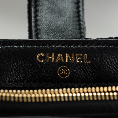 Chanel Velvet Quilted Mini Phone Holder Clutch Black 6 of 8
