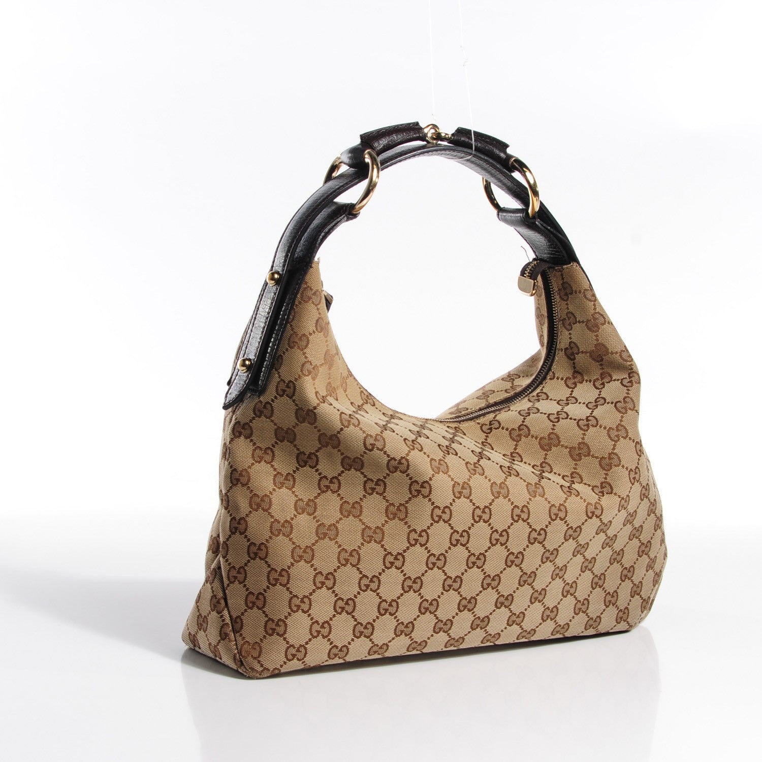 Gucci Monogram Medium Horsebit Chain Hobo Dark Brown 3 of 8