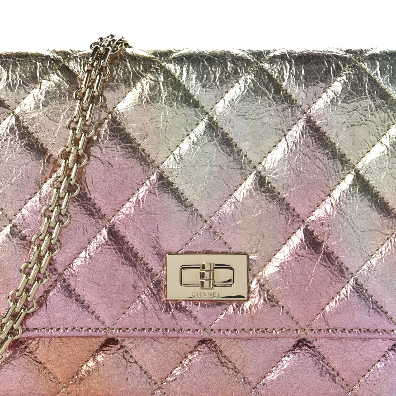 Chanel Metallic Goatskin Quilted 2.55 Reissue Wallet on Chain WOC Multicolor 10 of 11