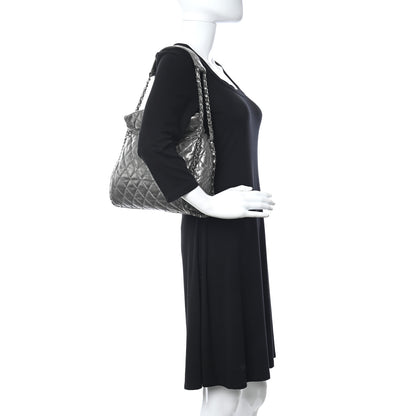Chanel Metallic Aged Calfskin Quilted Medium Chain Me Hobo Grey 2 of 10